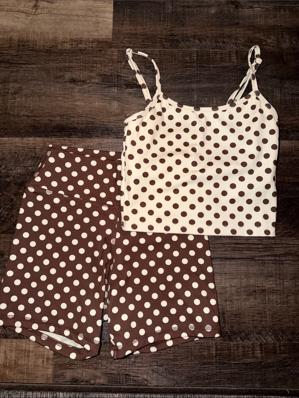 Polka Dot Cami & Shorts Sleep Set - Brown/White strut this